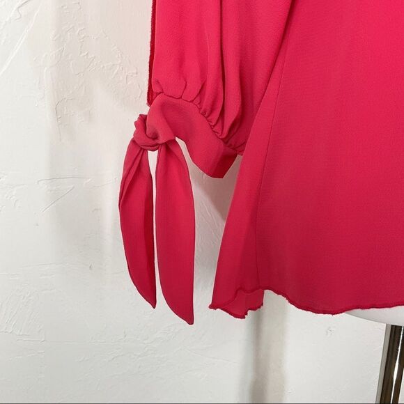 Mahina Light Red Cold Shoulder Long Sleeve Top Small - Picture 2 of 5